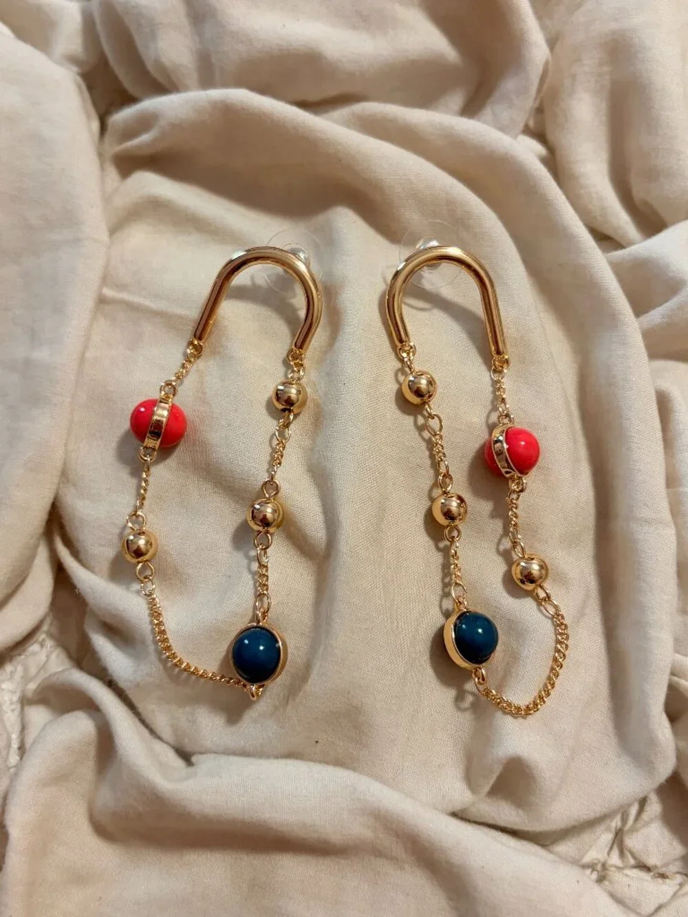 Free People Gold Tone Multi Strand Statement Earrings